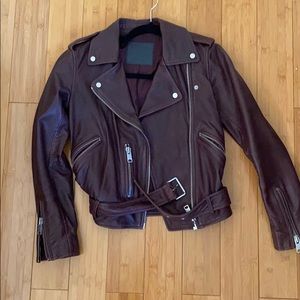 All saints classic leather brown jacket